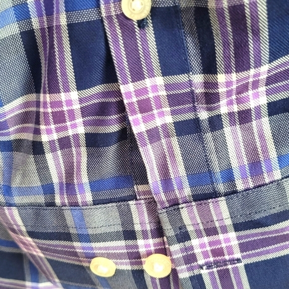 Hathaway Non Iron Blue Plaid Long Sleeve Button-up Shirt Sz XXL - Picture 5 of 6